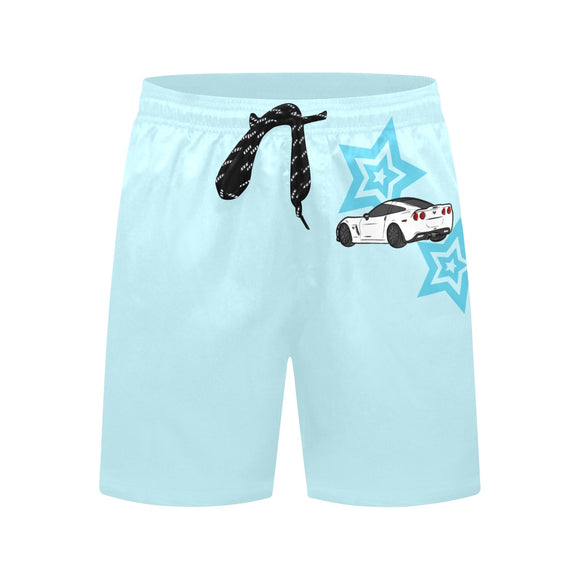 Swim Shorts C6 Corvette Light Blue Stars