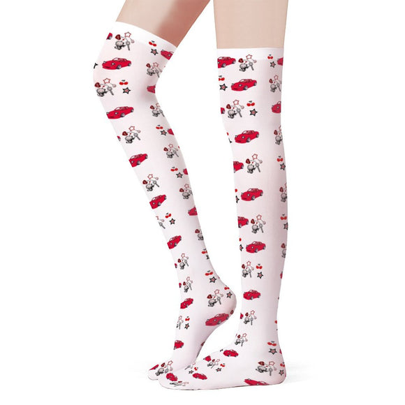 Miata red/white combo Thigh High Stockings