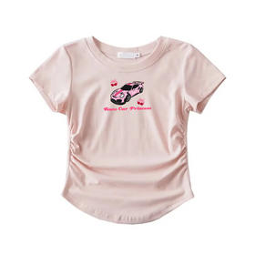 GT2RS PINK Cotton Fitted Ruched Waisted Shirt ( pre order)