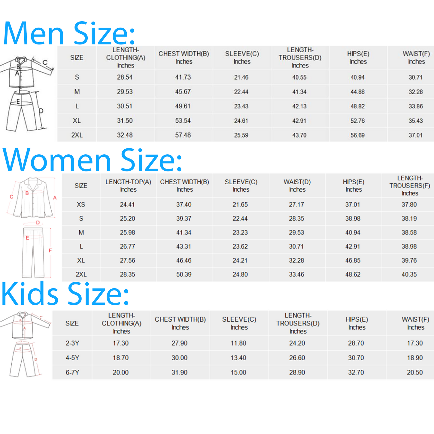 Unisex  Miata Pajama Sets women/men/kids