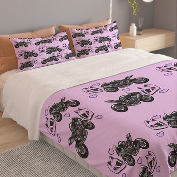 Kawasaki Ninja H2 R Purple Three Piece Duvet Cover Bedding Set