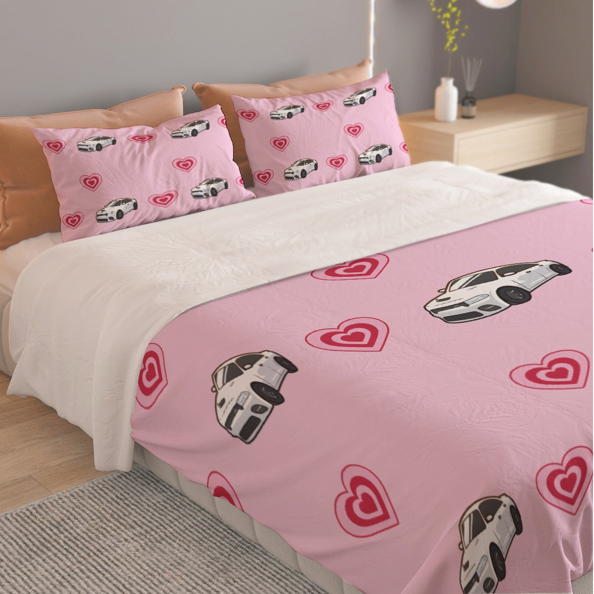 Charger Heart Three Piece Duvet Cover Bedding Set