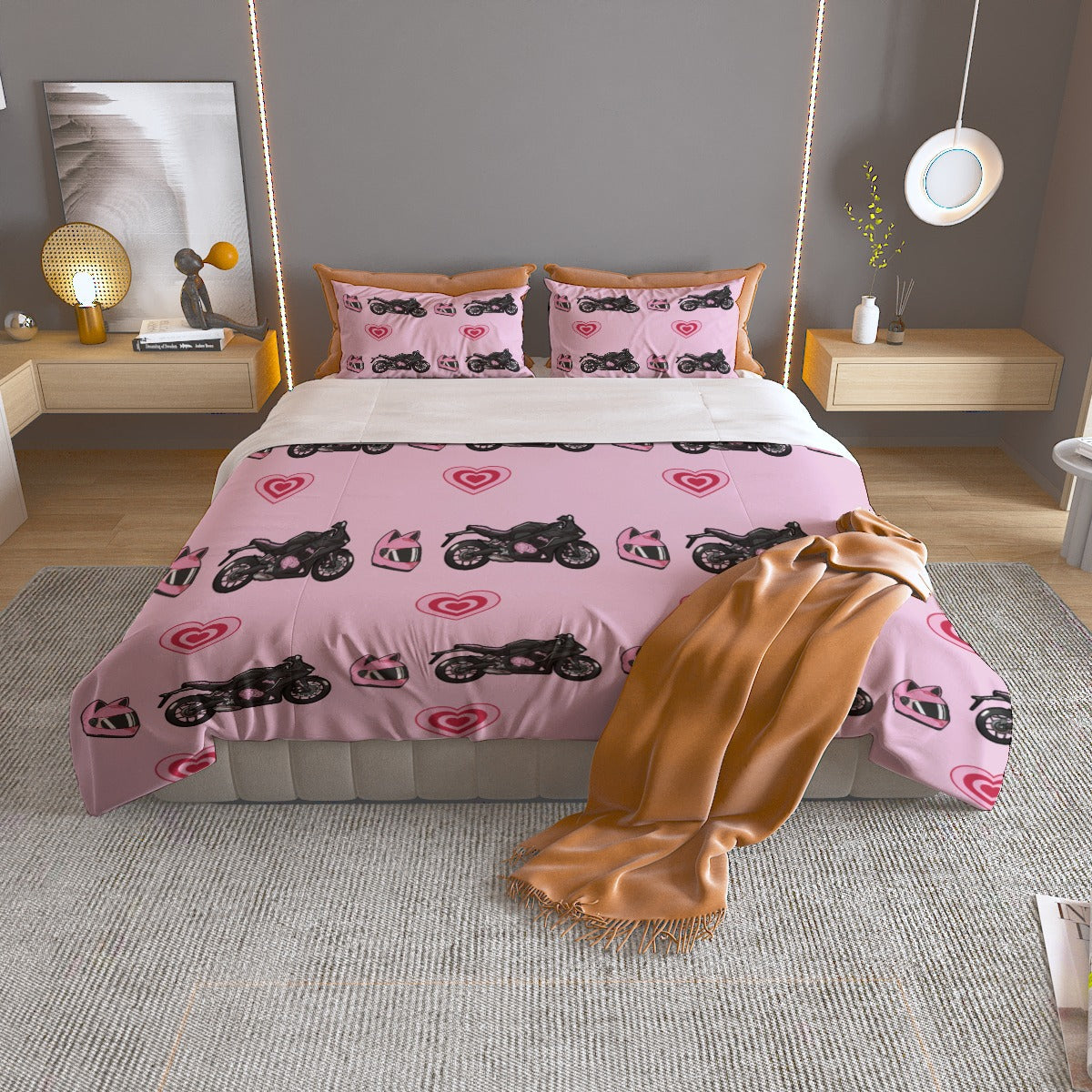 Honda CBR650R Pink Three Piece Duvet Cover Bedding Set