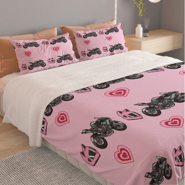 Kawasaki Ninja H2 R Pink Three Piece Duvet Cover Bedding Set