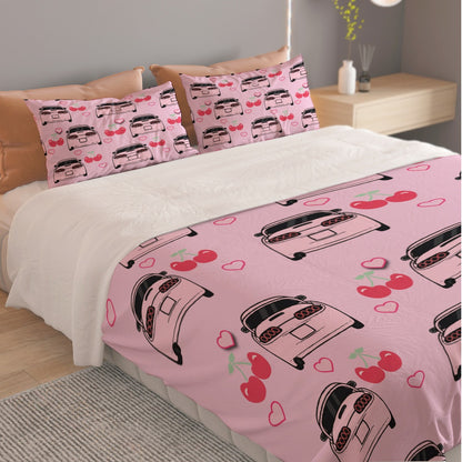 Supra Pink Three Piece Duvet Cover Bedding Set
