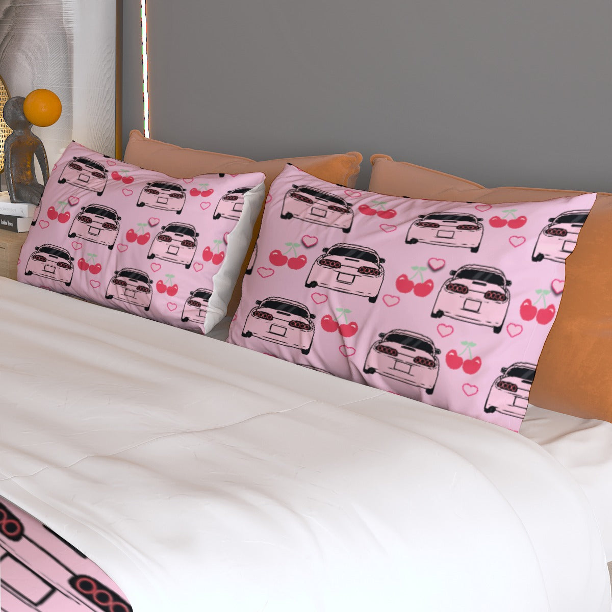 Supra Pink Three Piece Duvet Cover Bedding Set