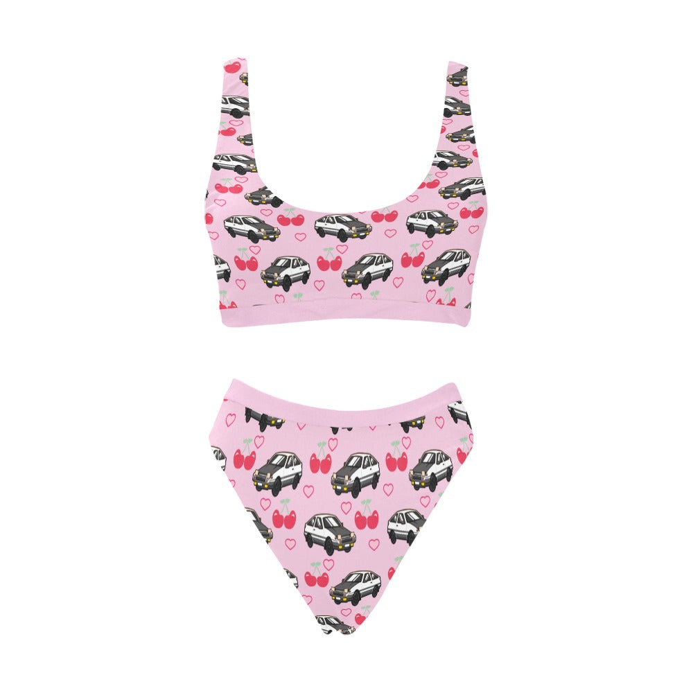 AE 86 SET Pink Sport Top & High-Waisted Bikini Swimsuit