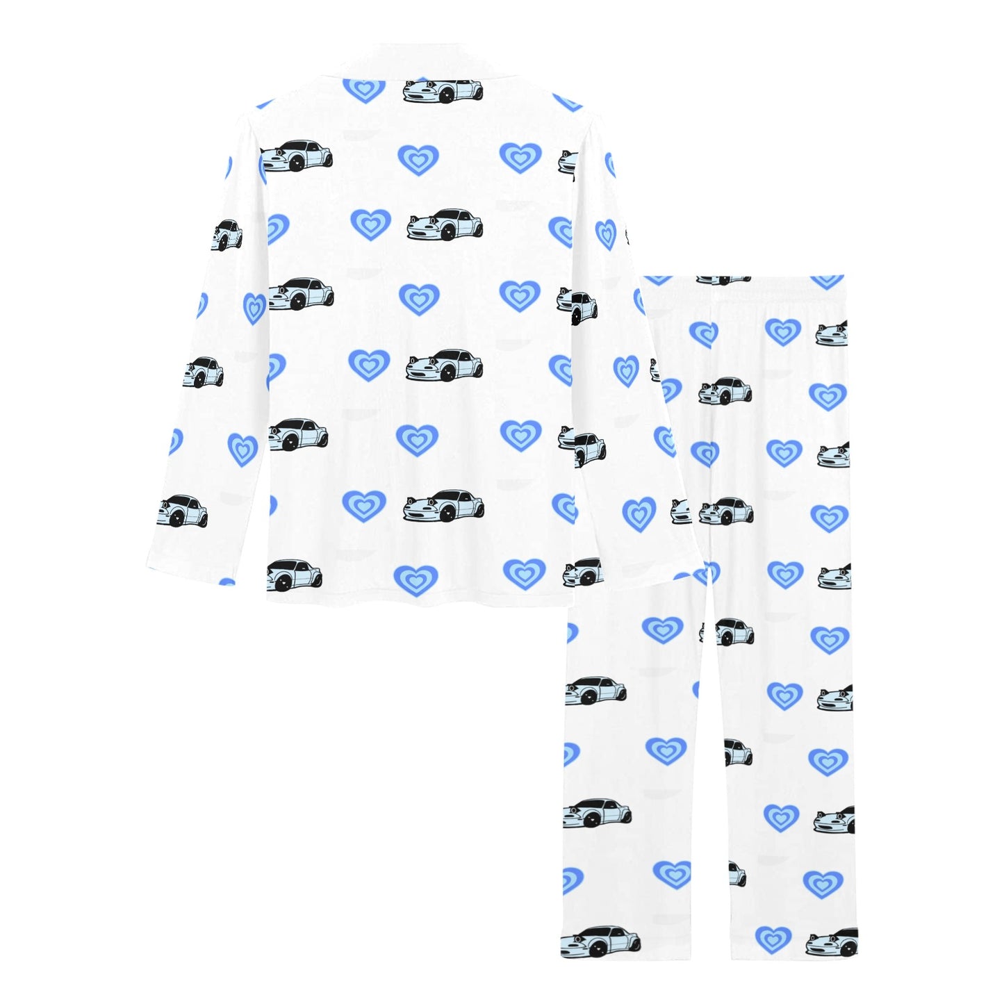 White/ Baby Blue Heart Pajama Set