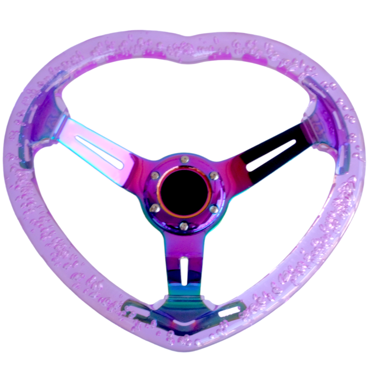 Purple Crystal Bubble Heart Steering Wheel