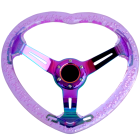 Purple Crystal Bubble Heart Steering Wheel