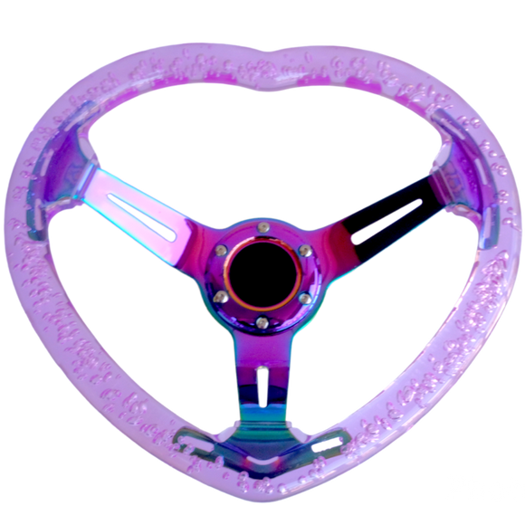 Purple Crystal Bubble Heart Steering Wheel