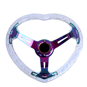 Clear Crystal Bubble Heart Steering Wheel
