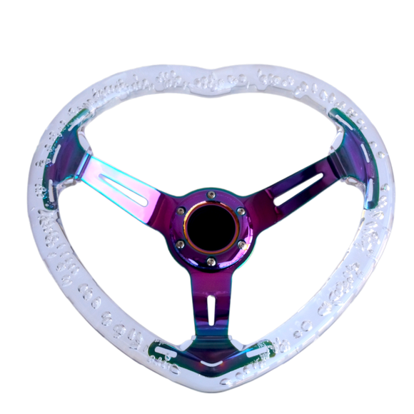 Clear Crystal Bubble Heart Steering Wheel